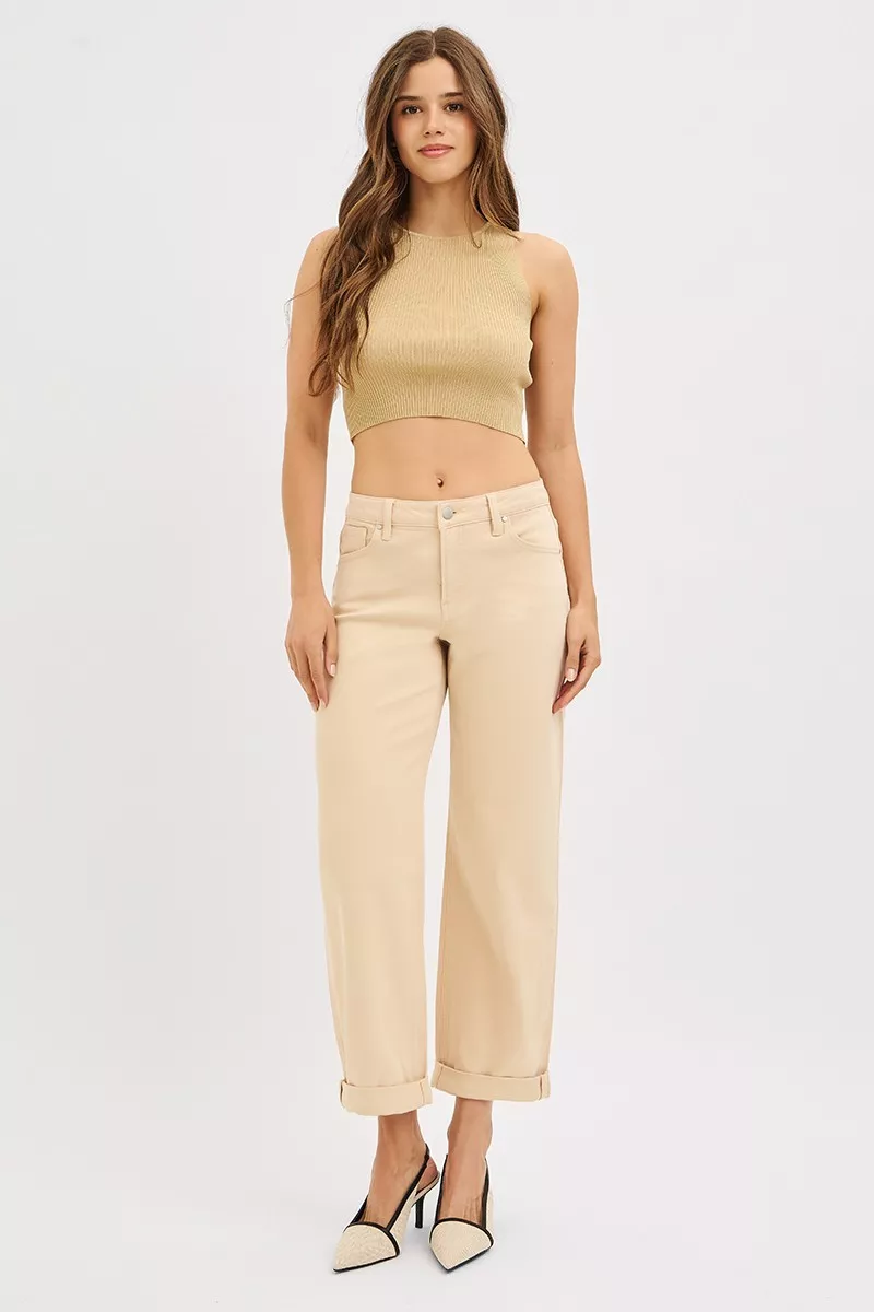 Tummy Control Mid Rise Ankle Barrel Relaxed Baggy, image 4