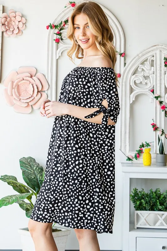 Full Size Short Sleeve Off Shoulder Animal Mini Dress Plus Size, image 11
