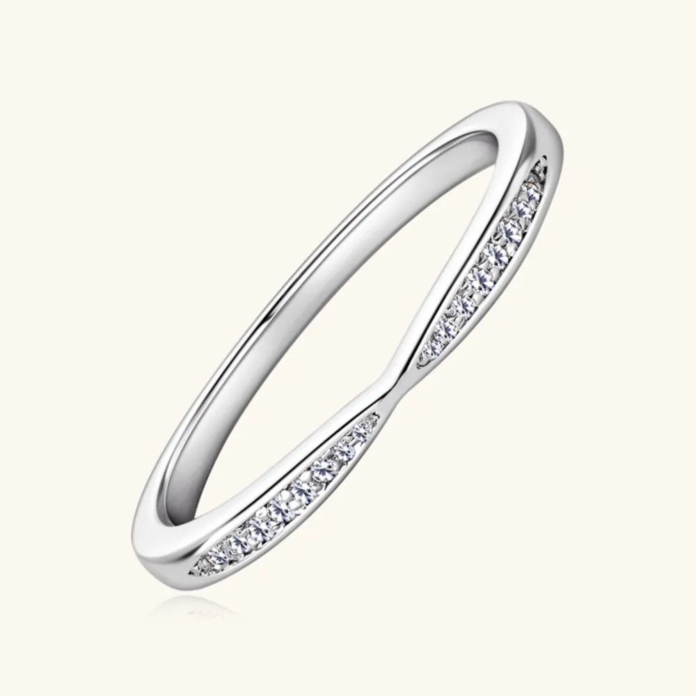925 Sterling Silver Inlaid Moissanite Ring, image 2