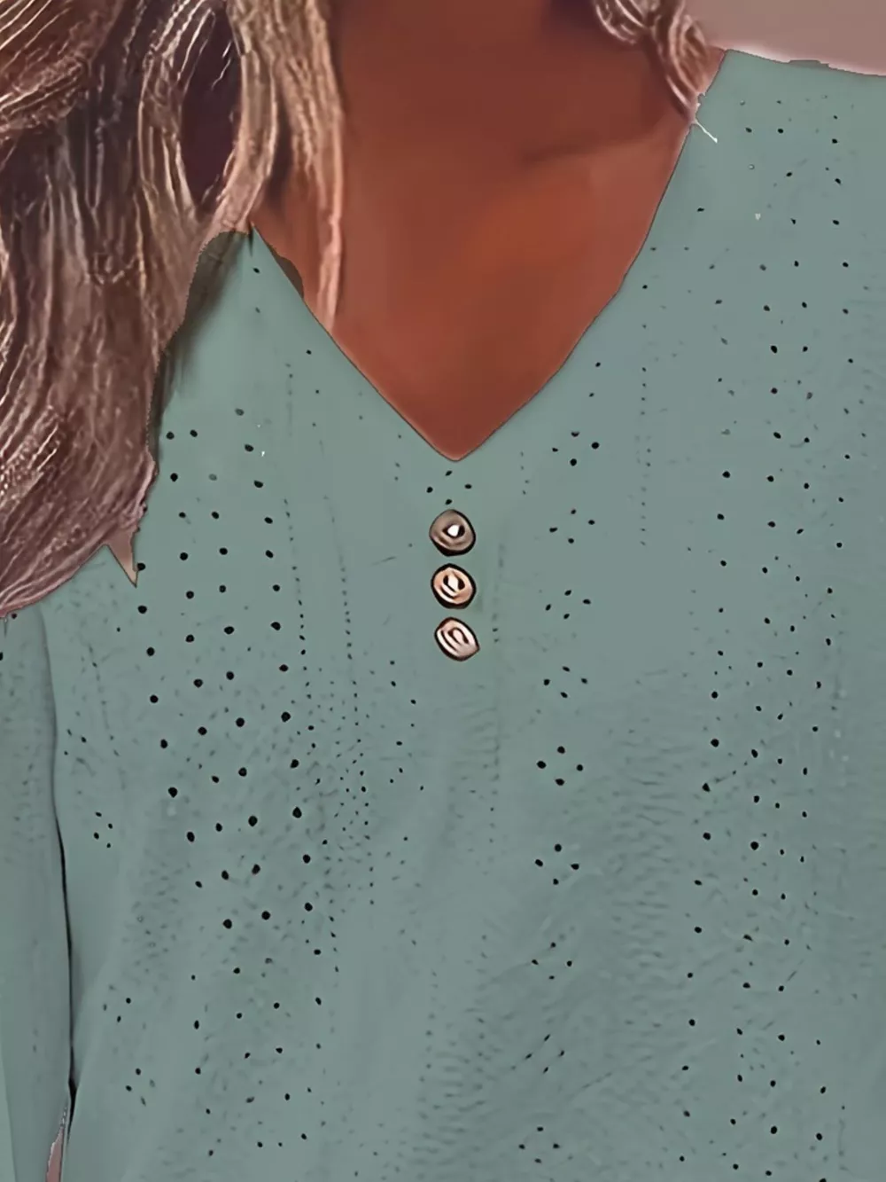 Plus Size Eyelet V-Neck Flounce Sleeve Blouse, image 36