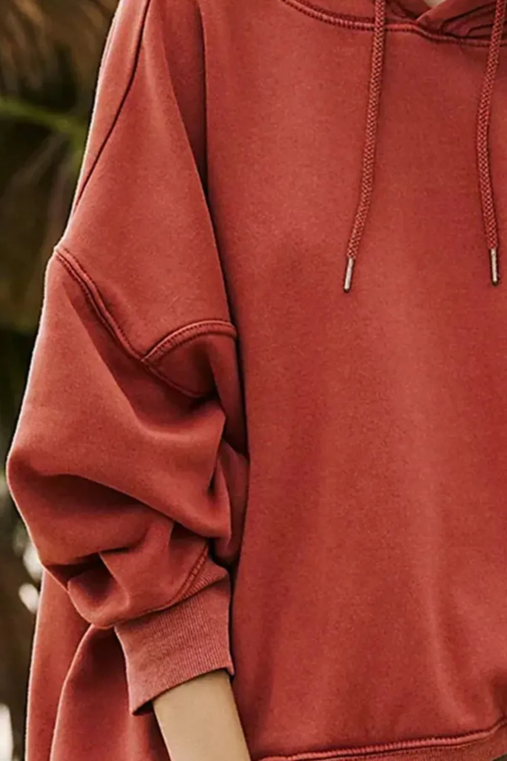 Drawstring Dropped Shoulder Long Sleeve Hoodie, image 3