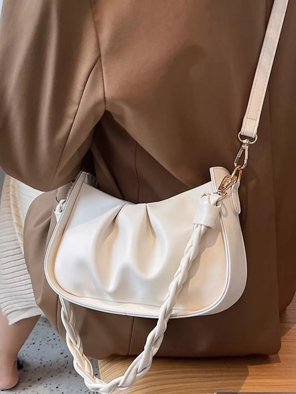 Ruched Braided Strap Crossbody Bag, image 10