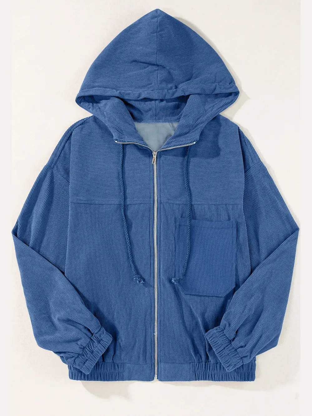 Drawstring Zip Up Long Sleeve Hooded Jacket, image 12