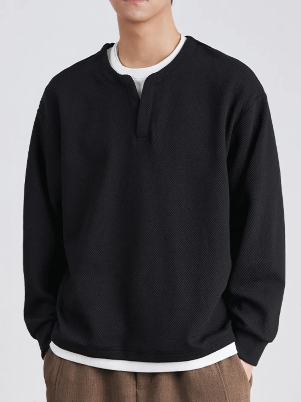 Men's Plus Round Neck Long Sleeve Sweatshirt