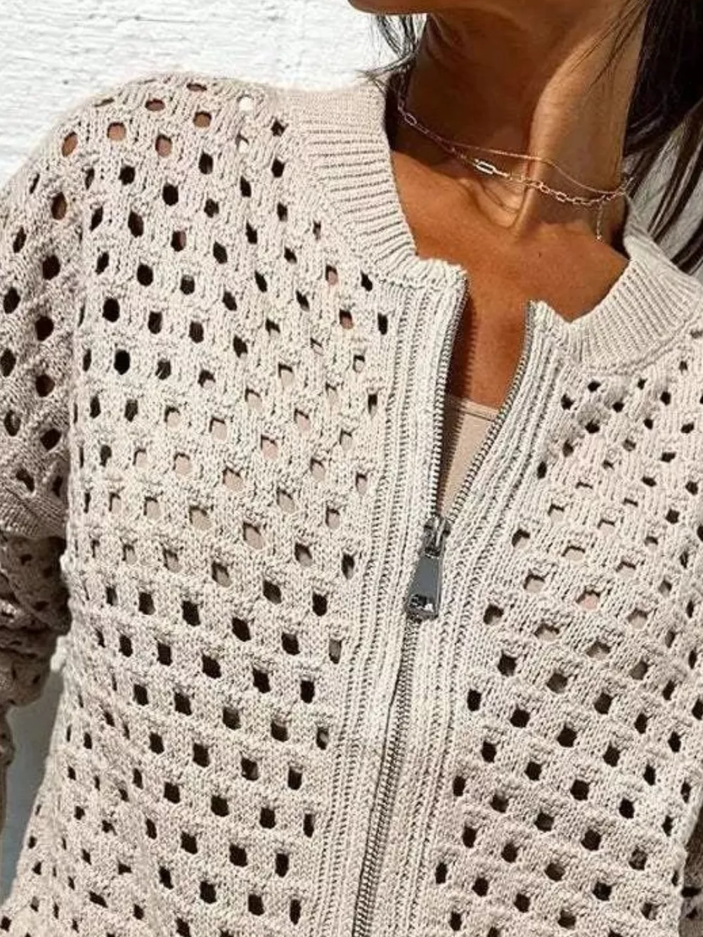 Full Size Crochet Knit Zip-Up Cardigan Plus Size, image 14