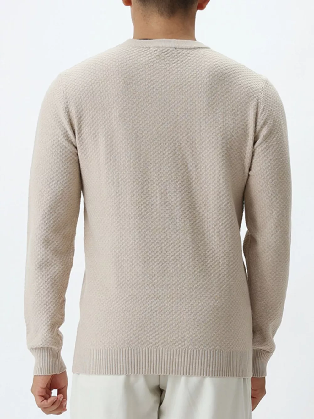 Men's Plus Size Textured Crew Neck Sweater, image 4