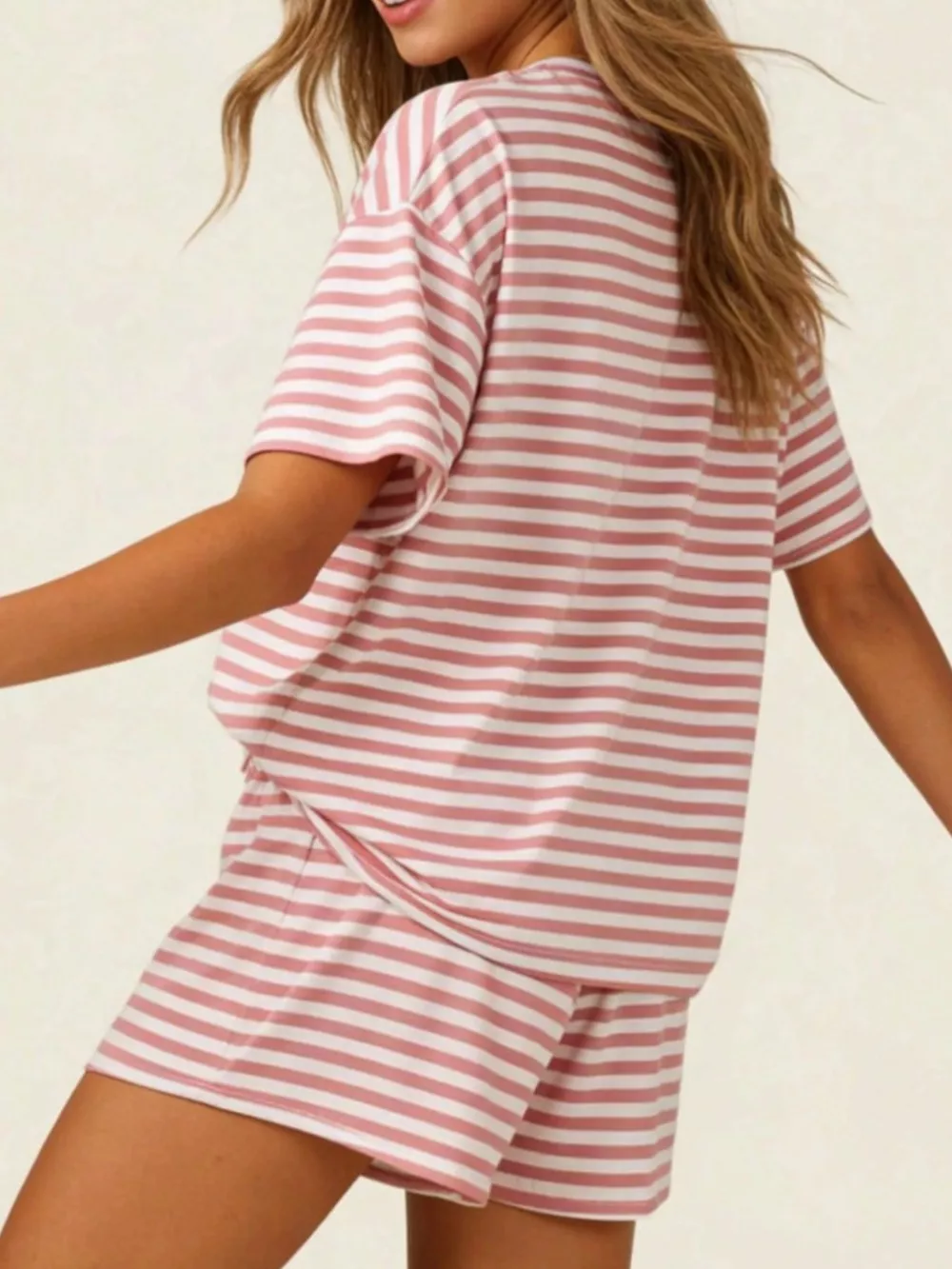 Striped Short Sleeve Tee and Drawstring Shorts Set, image 14