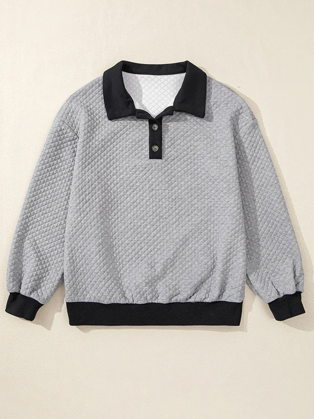 Texture Quarter Button Long Sleeve Sweatshirt, image 5