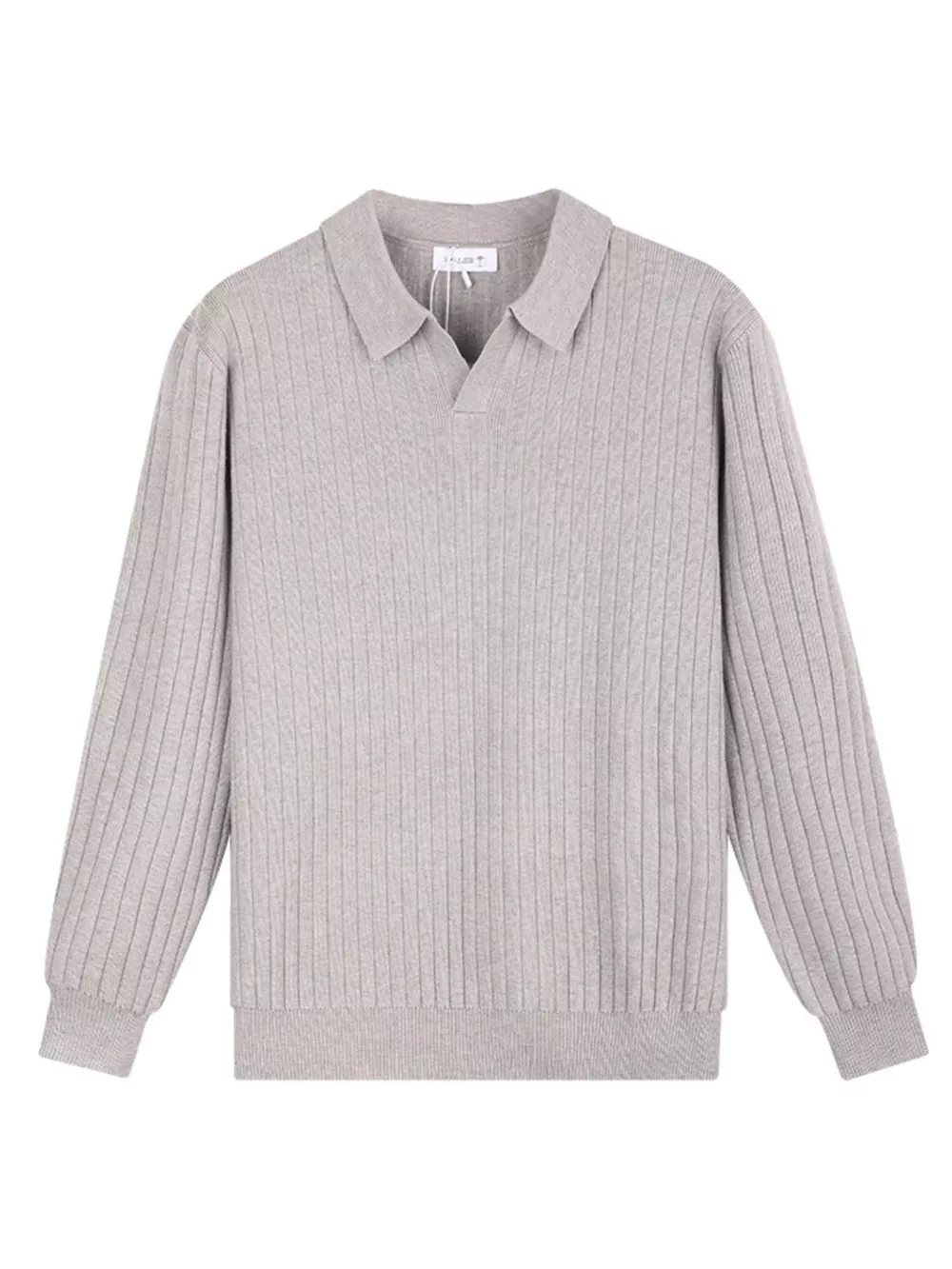 Men's Plus Size Ribbed Knit Polo Collar Sweater, image 2
