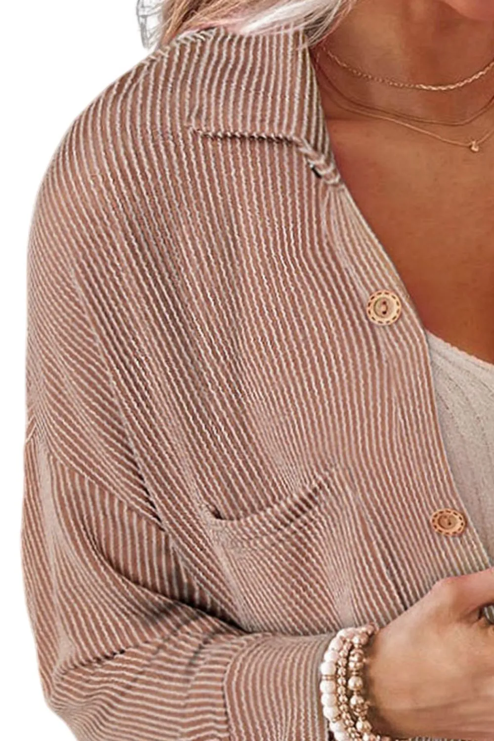 Striped Collared Neck Long Sleeve Shirt, image 14