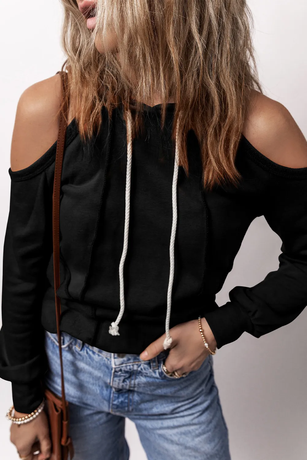 Cold Shoulder Long Sleeve Hoodie, image 3