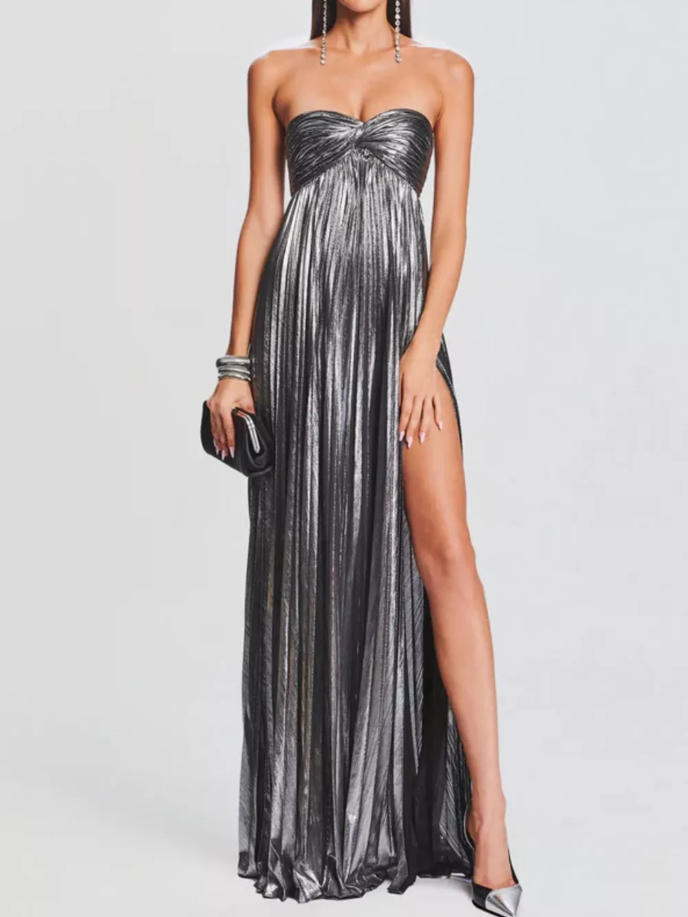 Split Sweetheart Neck Tube Maxi Dress, image 12