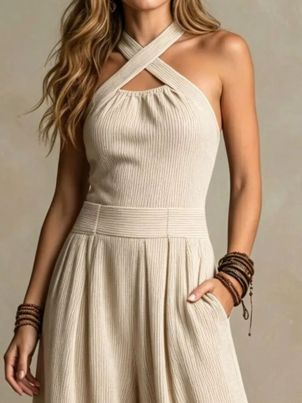 Full Size Halter Neck Wide-Leg Jumpsuit Plus Size, image 13