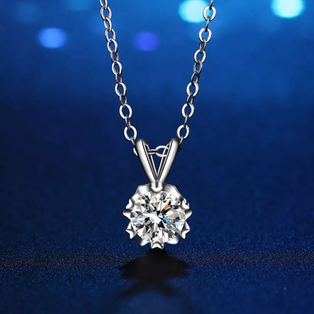 1 Carat Moissanite 925 Sterling Silver Pendant Necklace, image 2