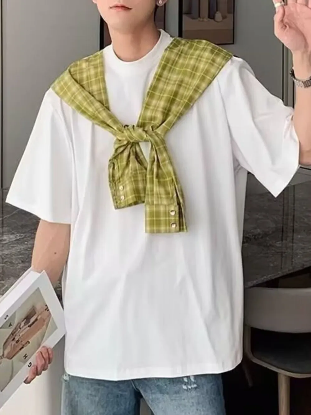 Men's Full Size Oversized T-Shirt with Plaid Shawl Plus Size, image 8