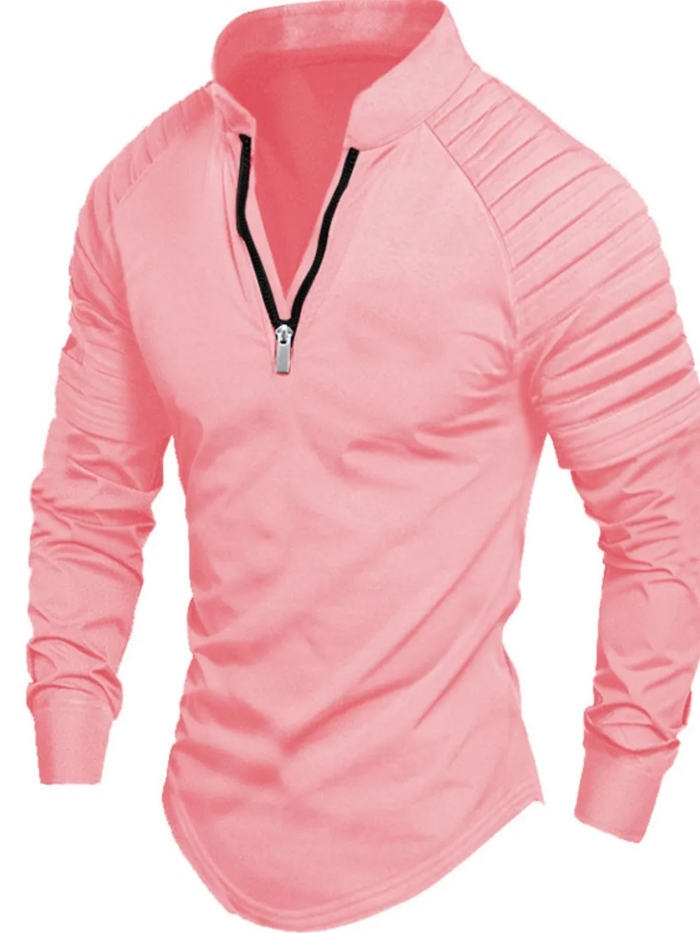 Men's Full Size Quarter Zip Long Sleeve Polo Plus SIze, image 8