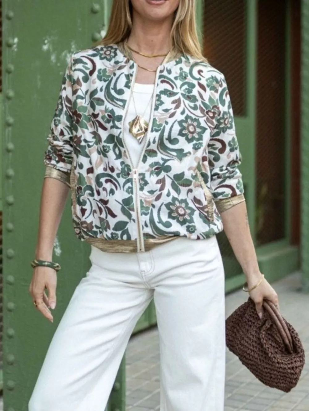 Floral Print Zip Up Jacket, image 5