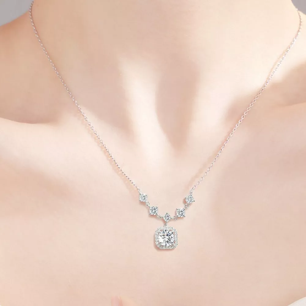 2 Carat Moissanite 925 Sterling Silver Pendant Necklace, image 5