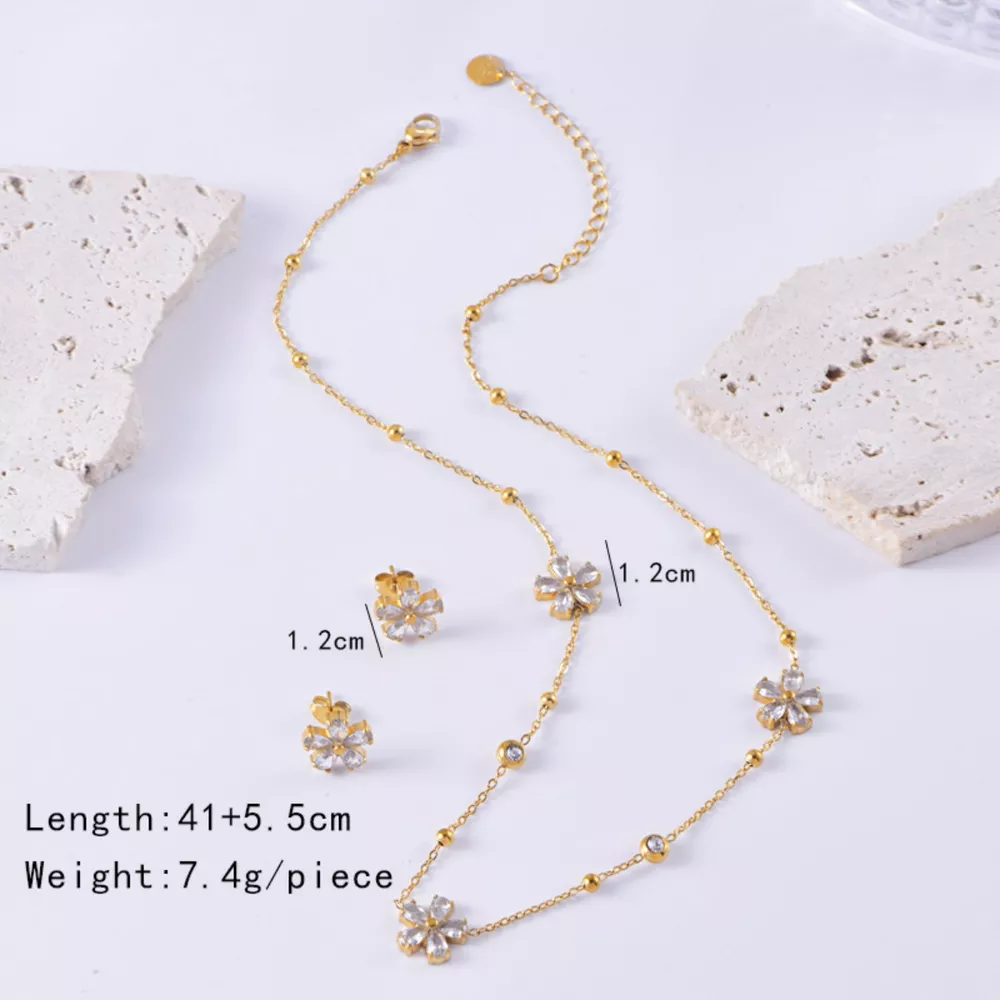 18K Gold-Plated Flower Jewelry Set, image 7