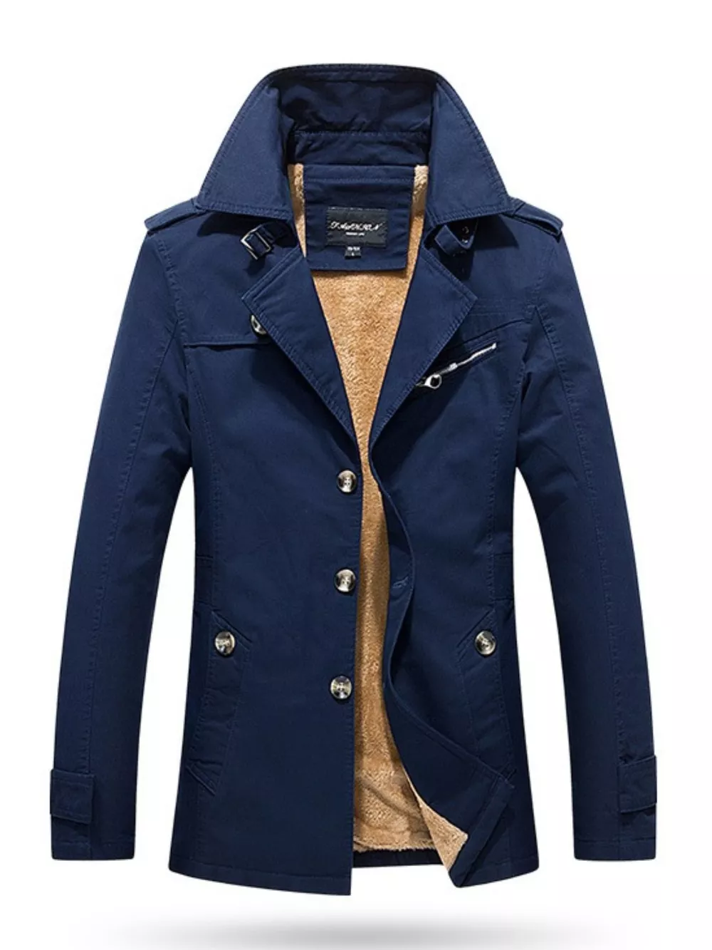Men's Plus Size Button Up Long Sleeve Coat, image 3