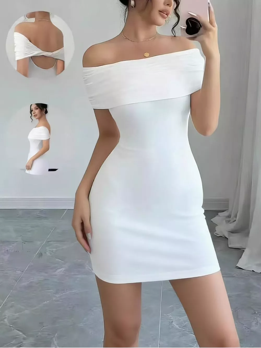 Off-Shoulder Bodycon Mini Dress, image 2