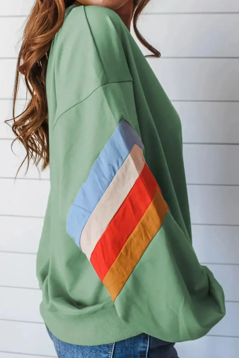 Contrast Round Neck Long Sleeve Sweatshirt, image 3