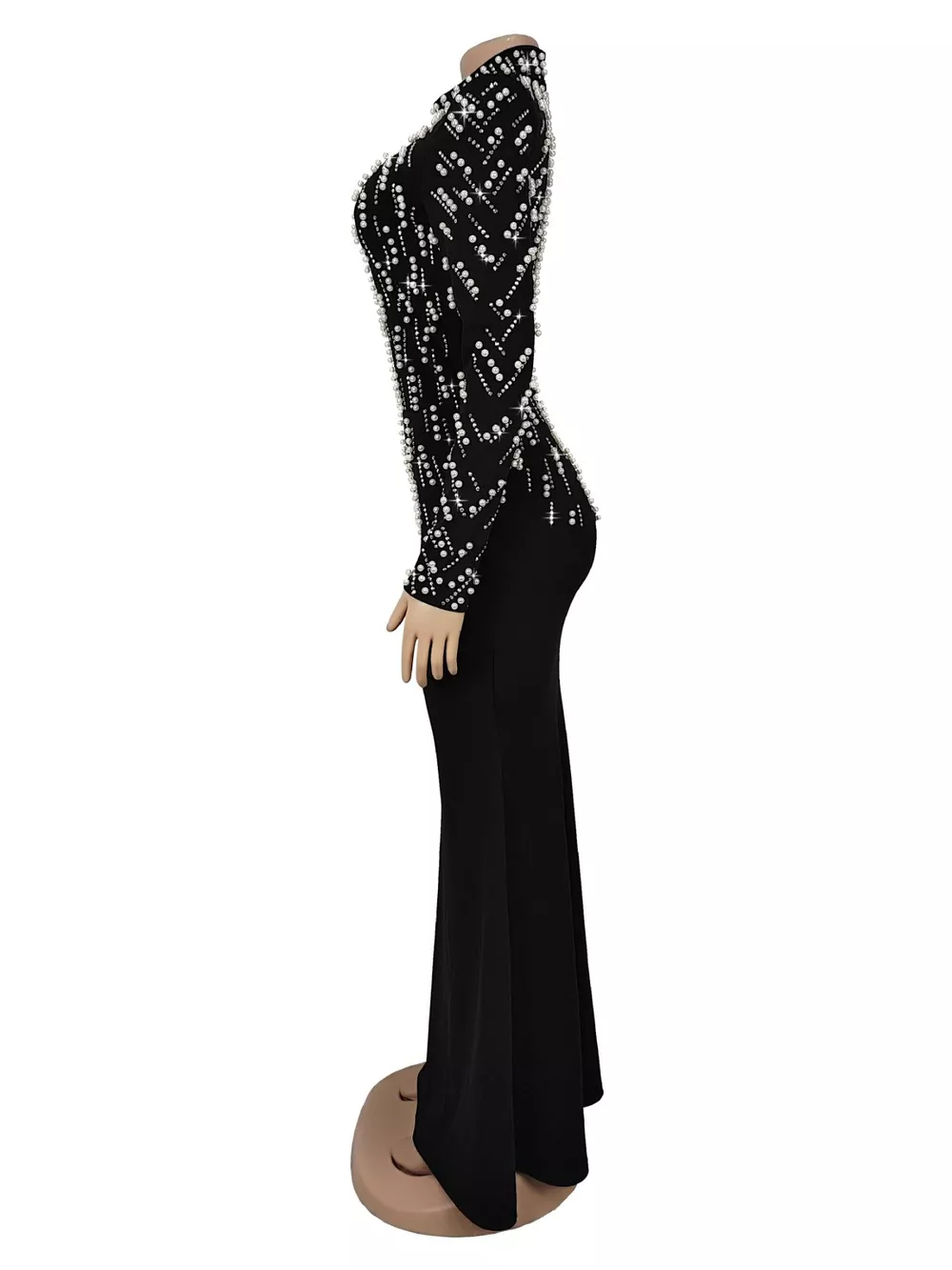Pearl Detail Mock Neck Maxi Dress, image 5