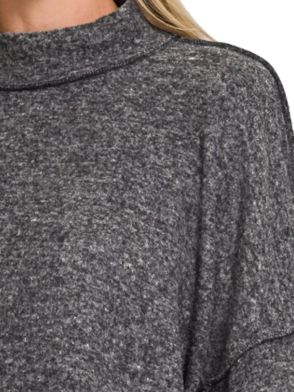 Brushed Melange Hacci Cropped Sweater, image 3