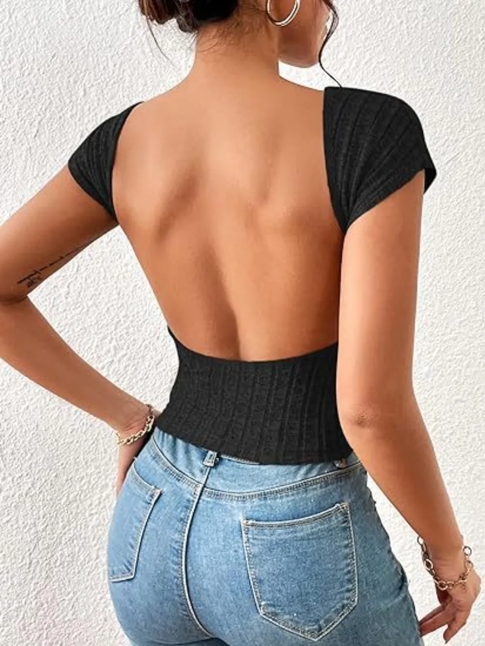 Backless Short Sleeve T-Shirt, image 2