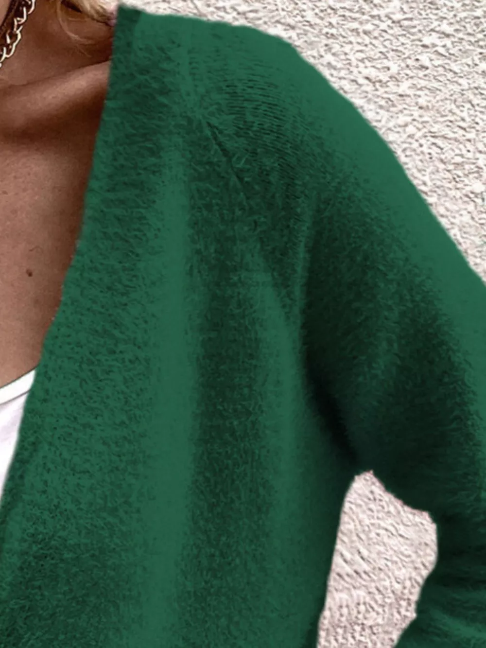 Soft Fuzzy V-Neck Button-Down Cardigan, image 15