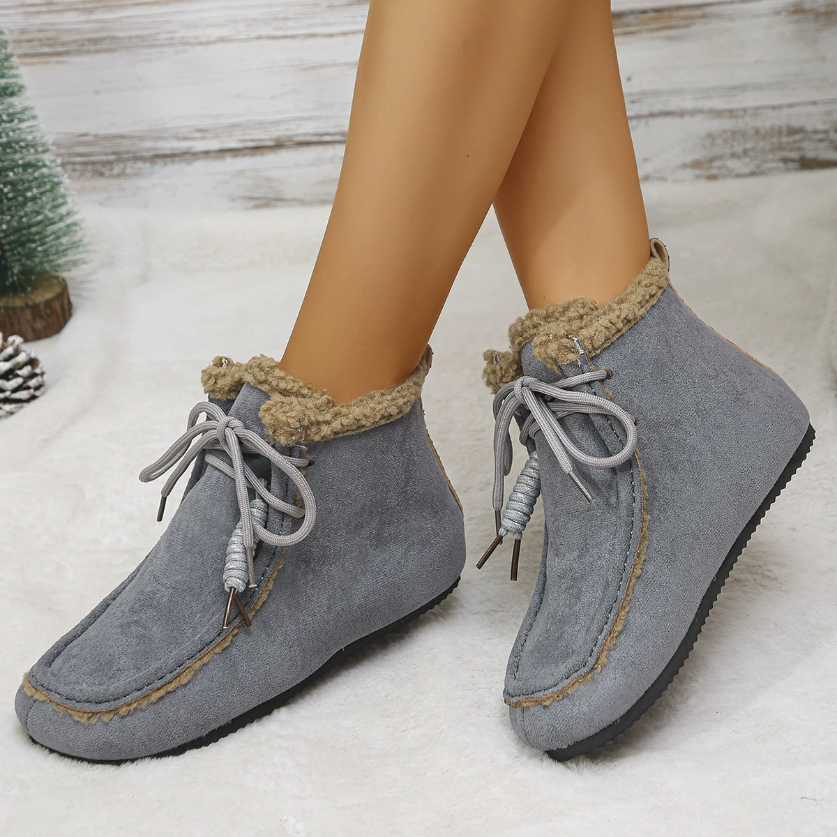 Lace Up Flats Ankle Boots, image 5