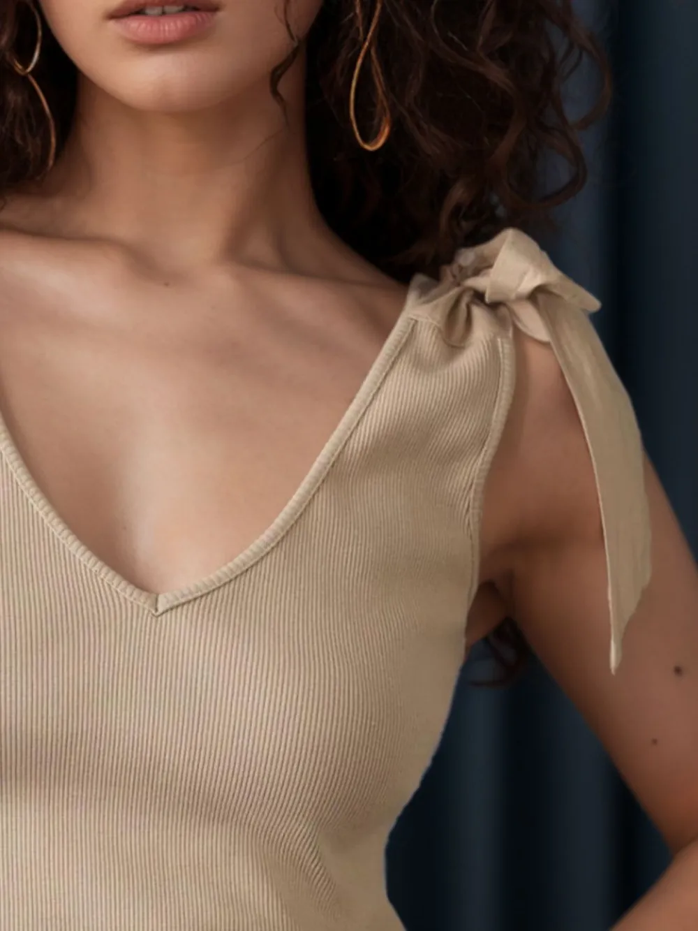 V-Neck Tie Shoulder Tank, image 11
