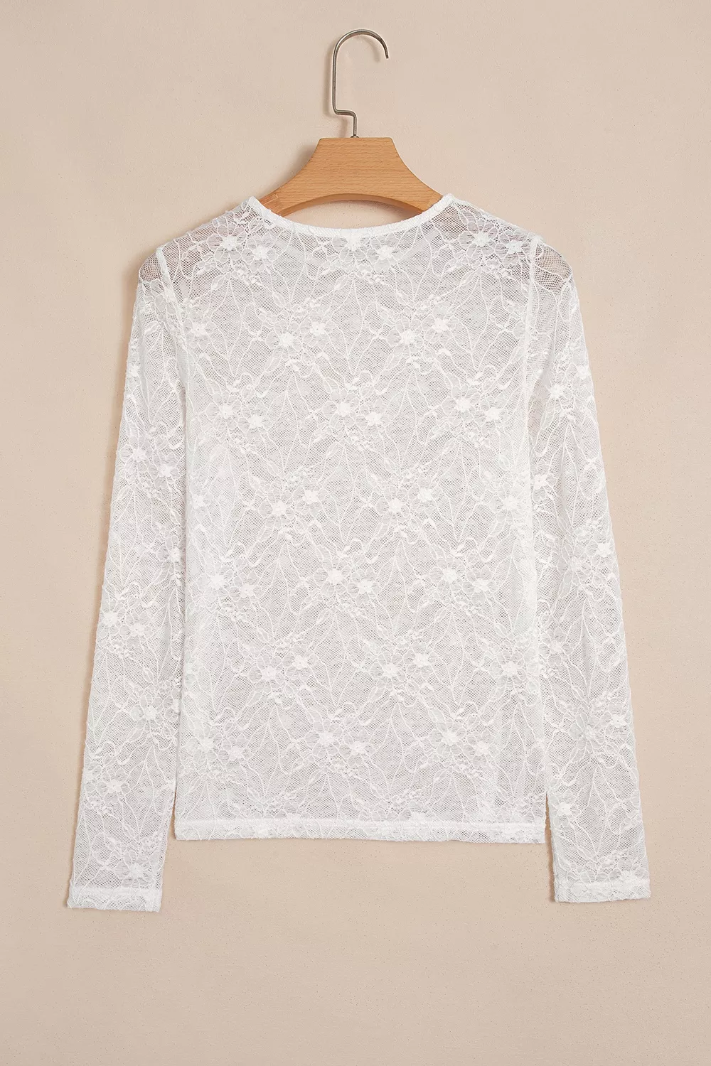 Long Sleeve Sheer Mesh Lace Top, image 5