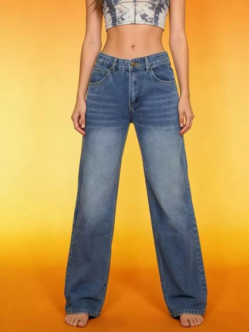 Vintage Wash Wide Leg Jeans, image 4