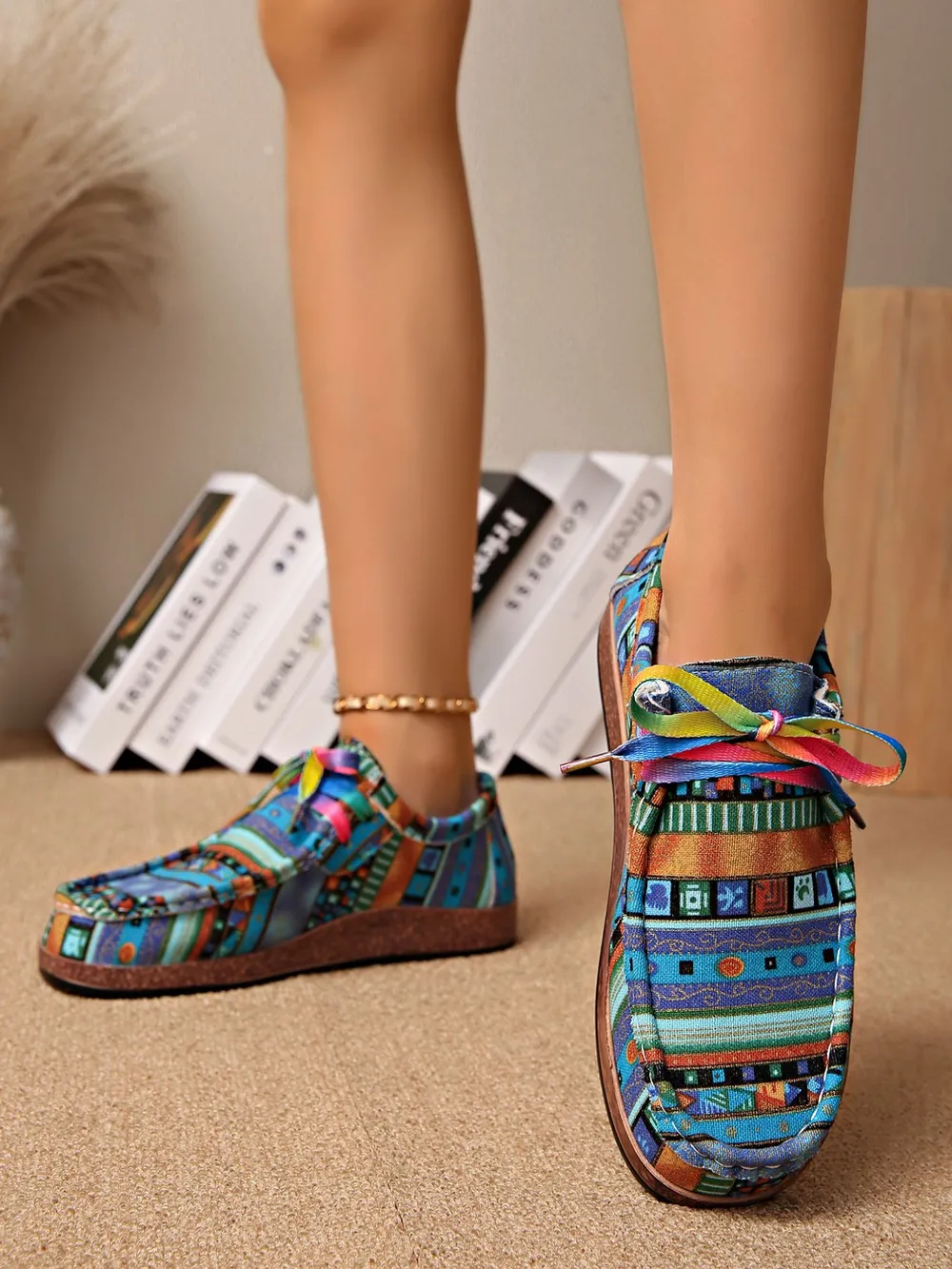 Printed Lace Up Sneakers, image 3