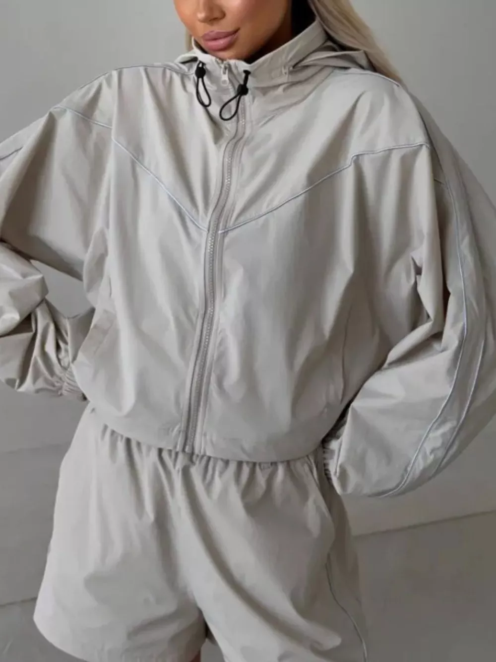 Drawstring Zip-Up Jacket and Shorts Set, image 20