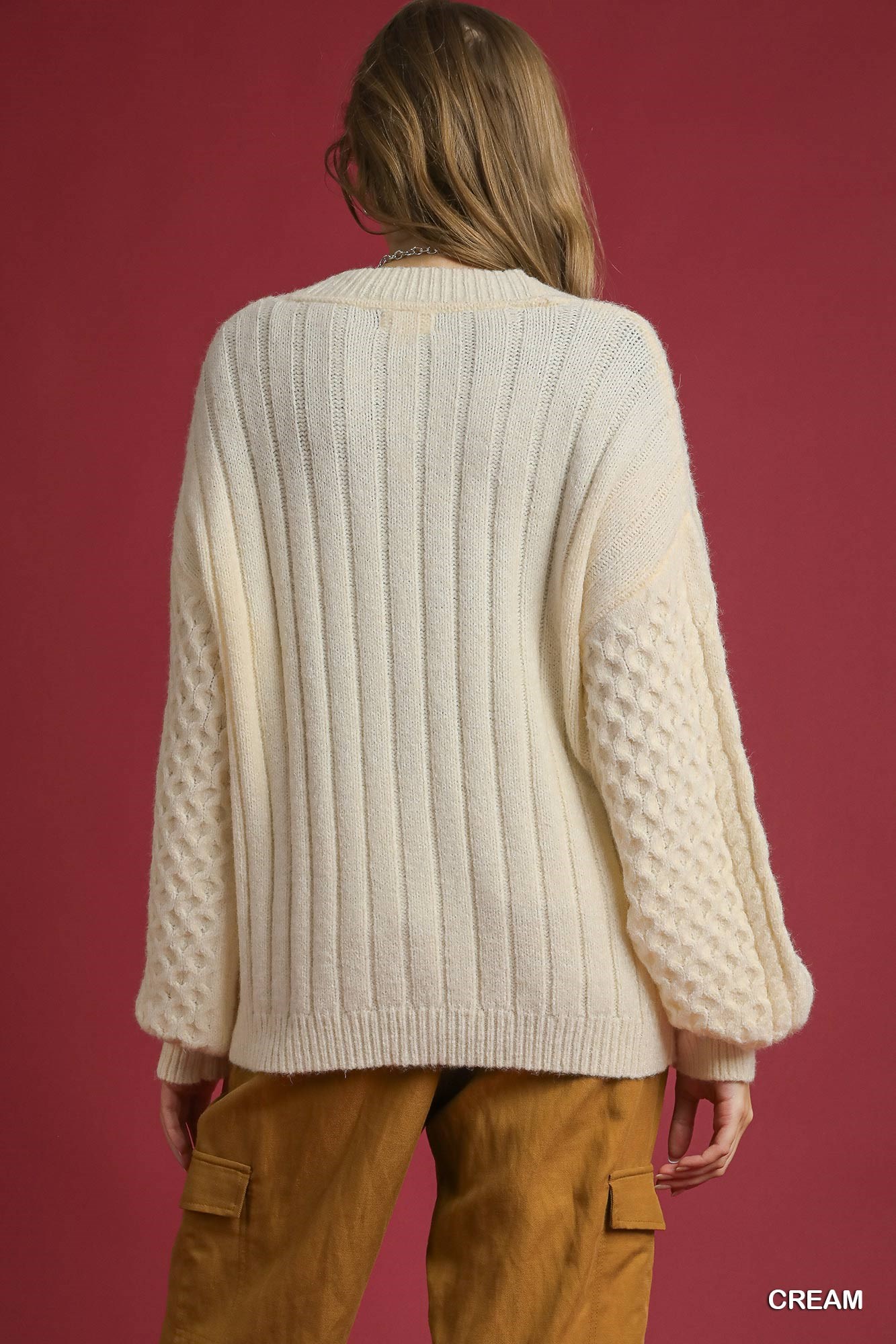 Cable Knit Pearl Button Cardigan, image 4