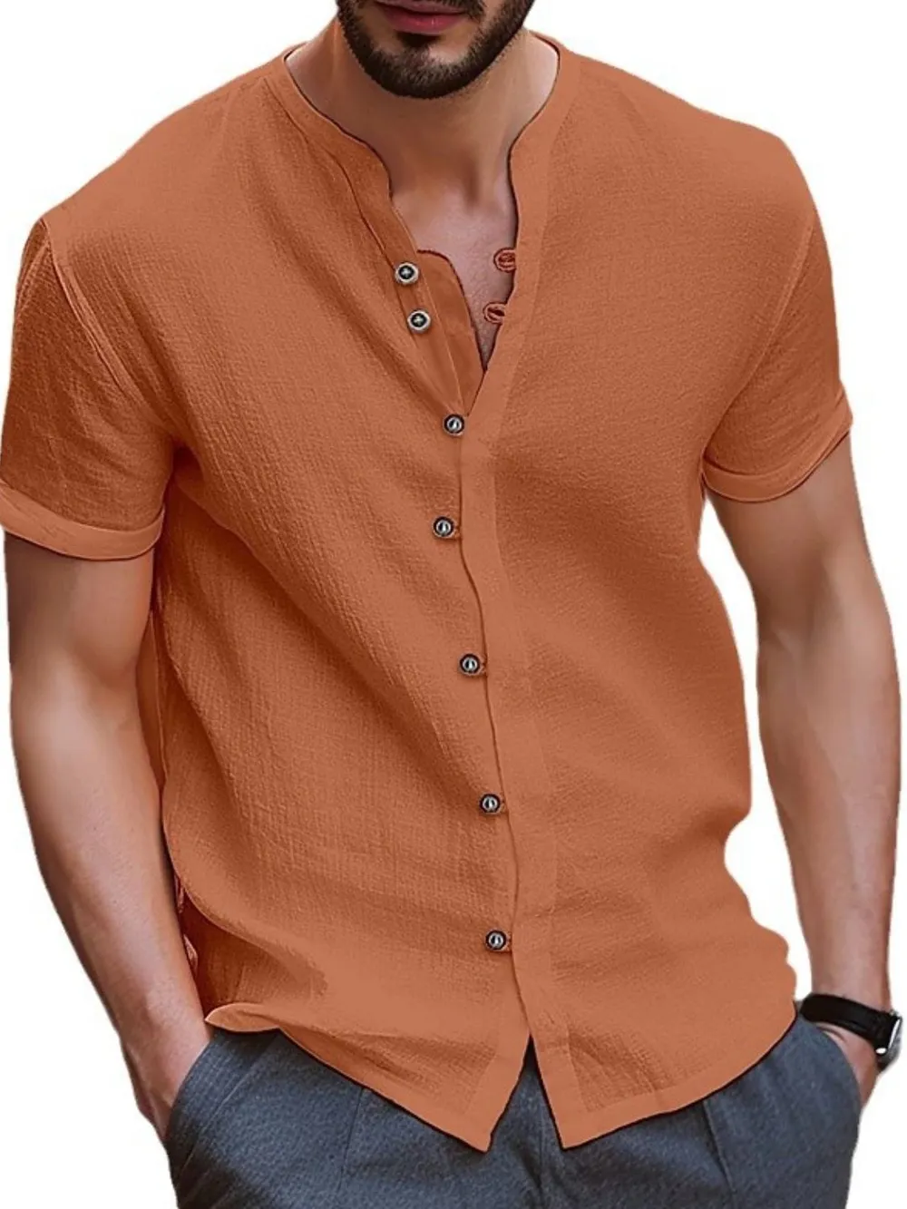 Men's Full Size Button Up Short Sleeve Shirt Plus Size, image 8