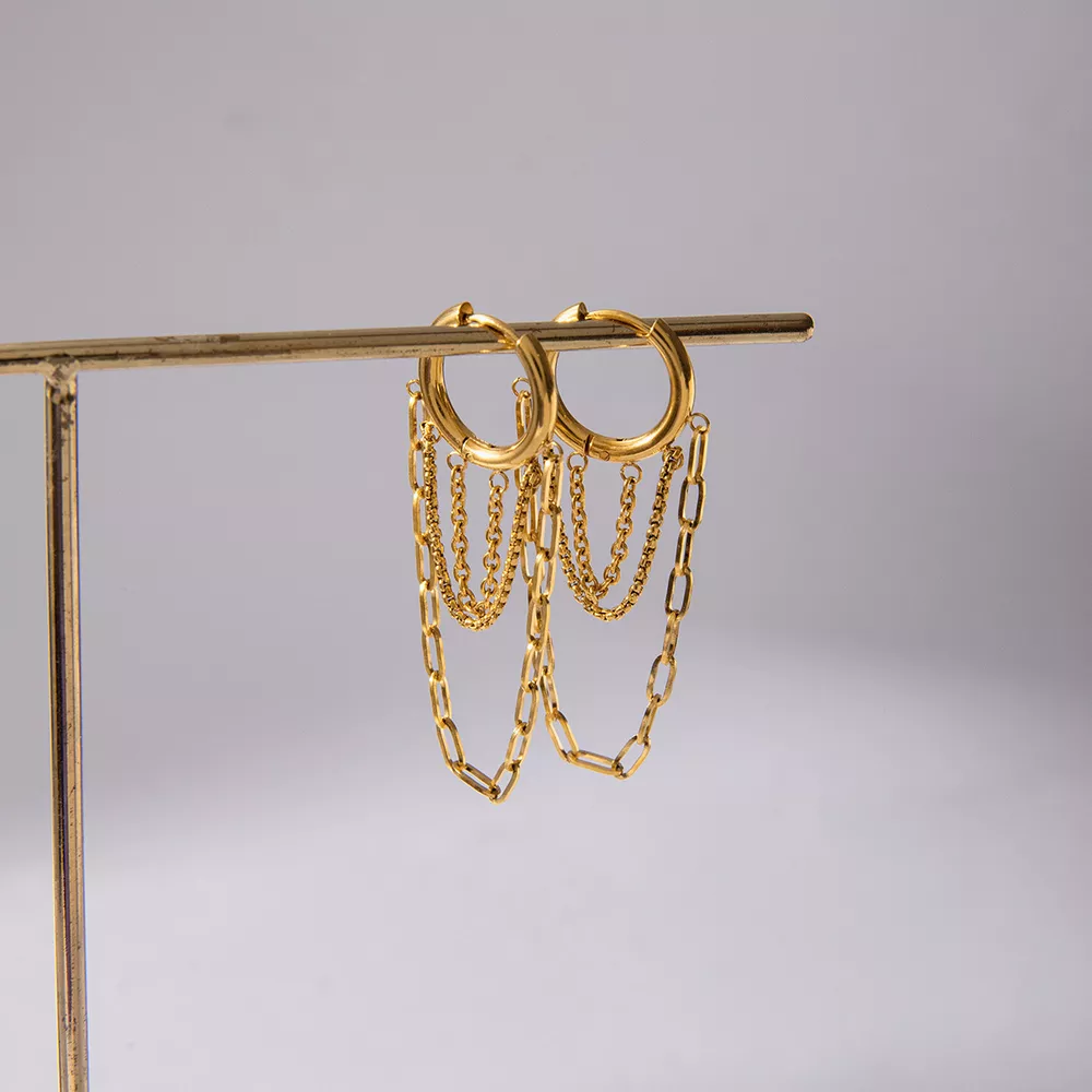 18K Gold-Plated Chain Hoop Earrings, image 6