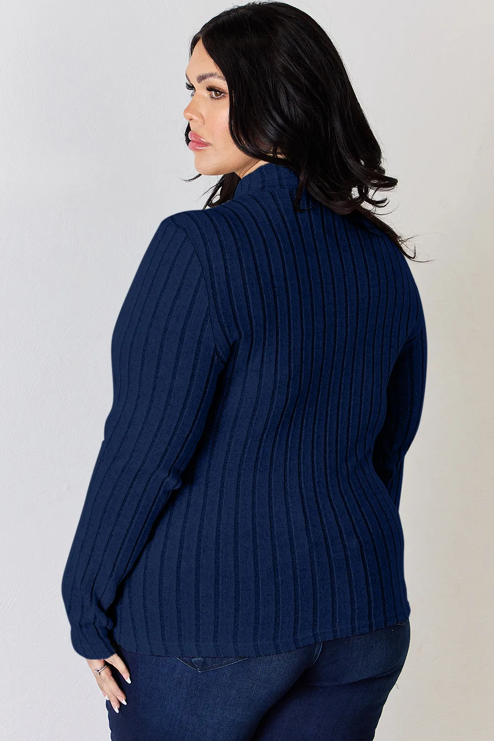 Full Size Ribbed Mock Neck Long Sleeve T-Shirt, image 12