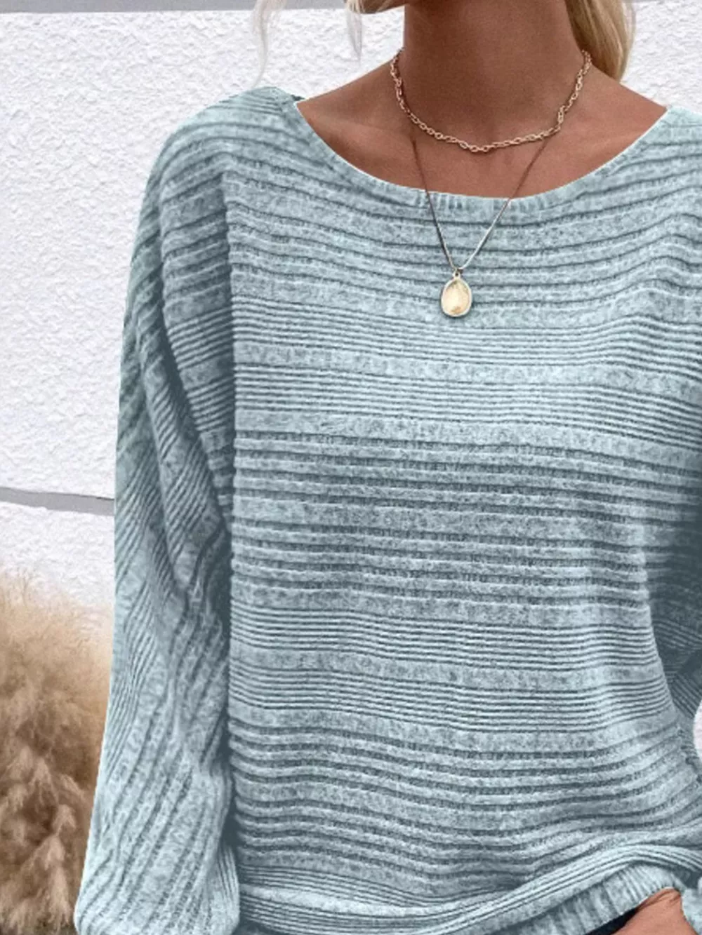 Ribbed Round Neck Long Sleeve Top, image 5