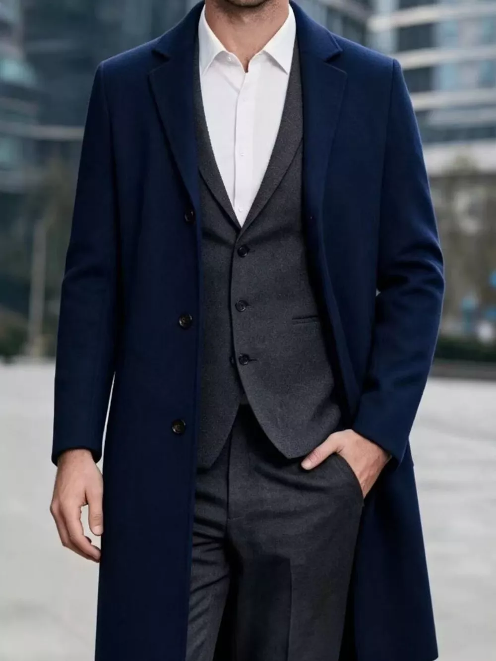 Men's Plus Size Slim-Fit Lapel Collar Overcoat, image 11