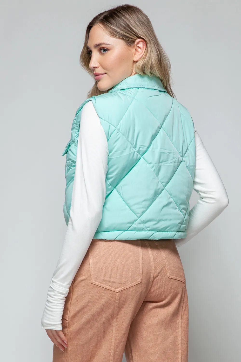 Snap Down Quilted Crop Vest, image 5