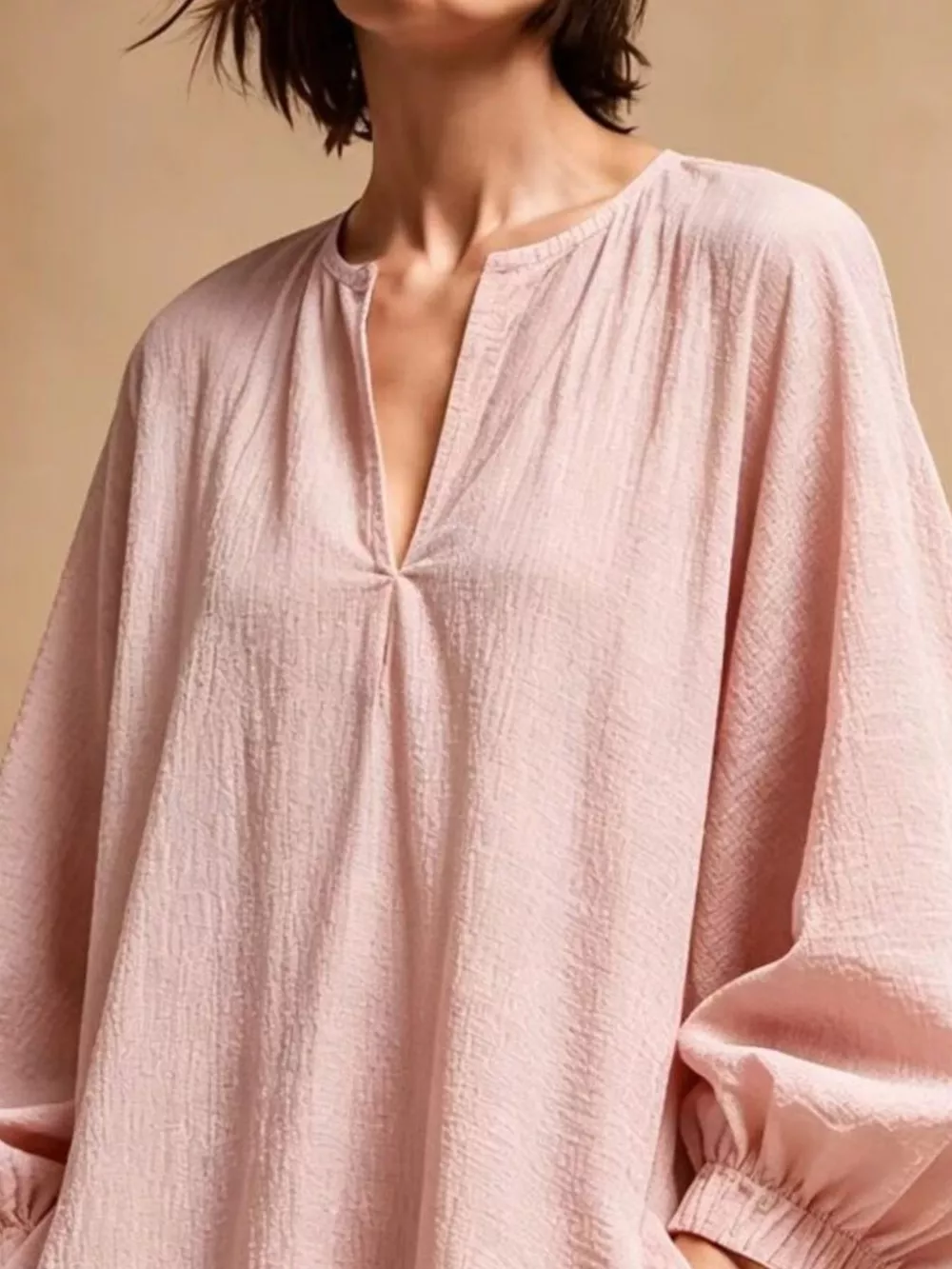 Casual Loose-Fit Balloon Sleeve Mini Dress with Pockets, image 2