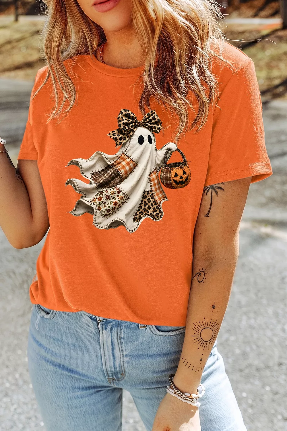 Halloween Ghost Graphic Short Sleeve T-Shirt, image 2