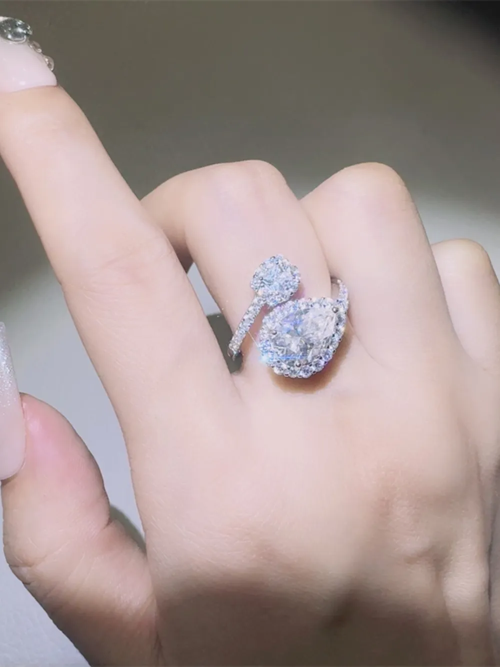2 Carat Moissanite 925 Sterling Silver Bypass Ring, image 3