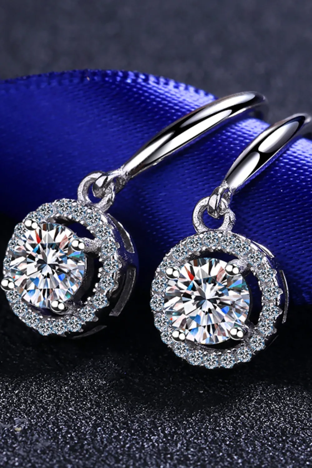 1 Carat Moissanite 925 Sterling Silver Drop Earrings, image 2