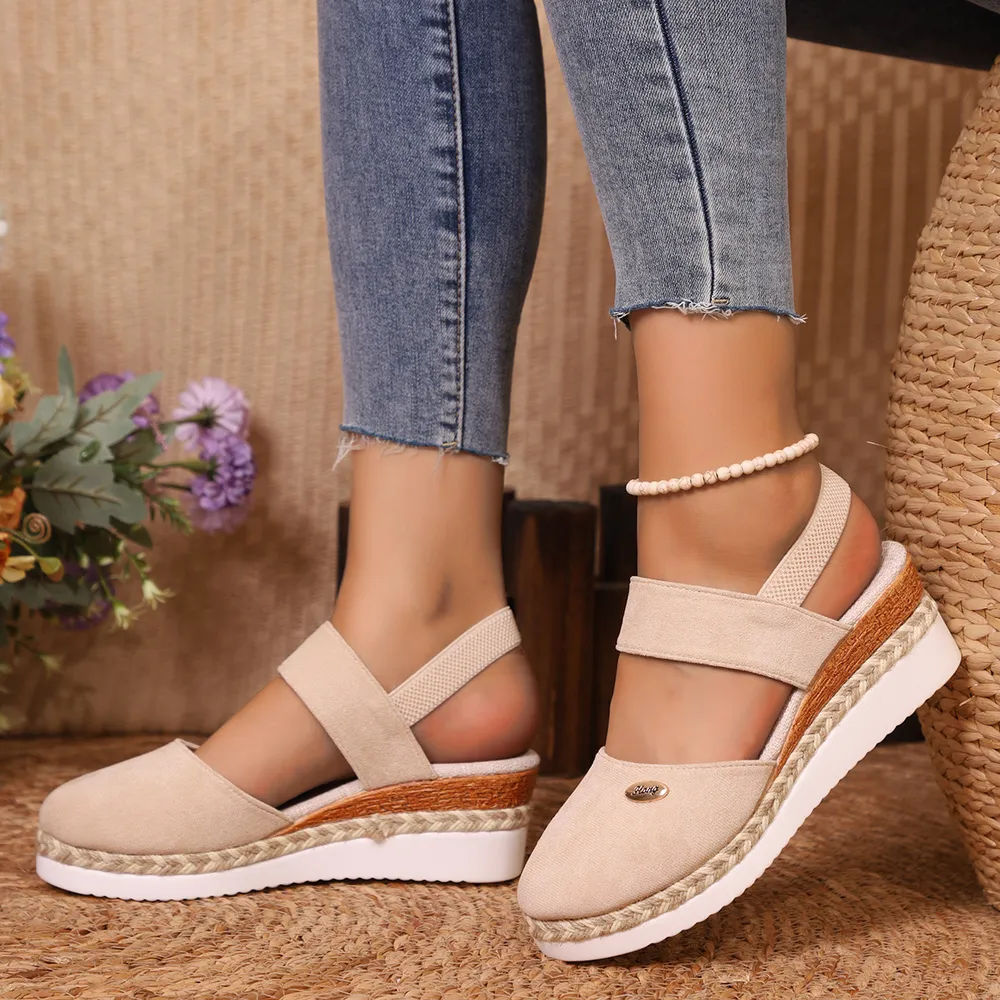 Round Toe Wedge Sandals, image 6