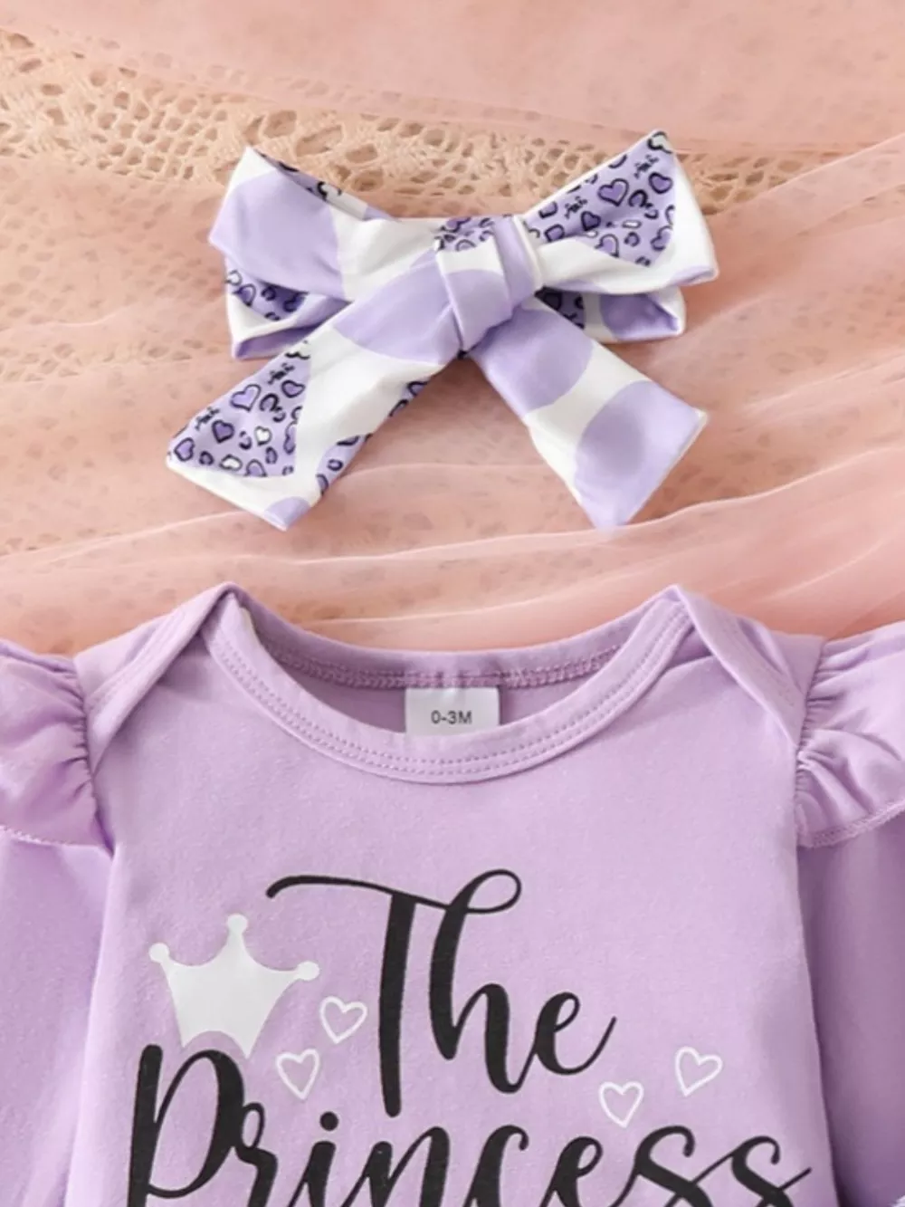 Children's Graphic Ruffled Top and Pants Set with Headband, image 8