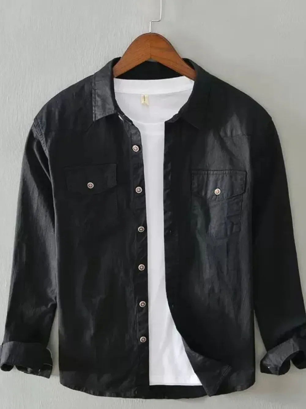 Men's Plus Size Button Up Long Sleeve Shirt, image 2